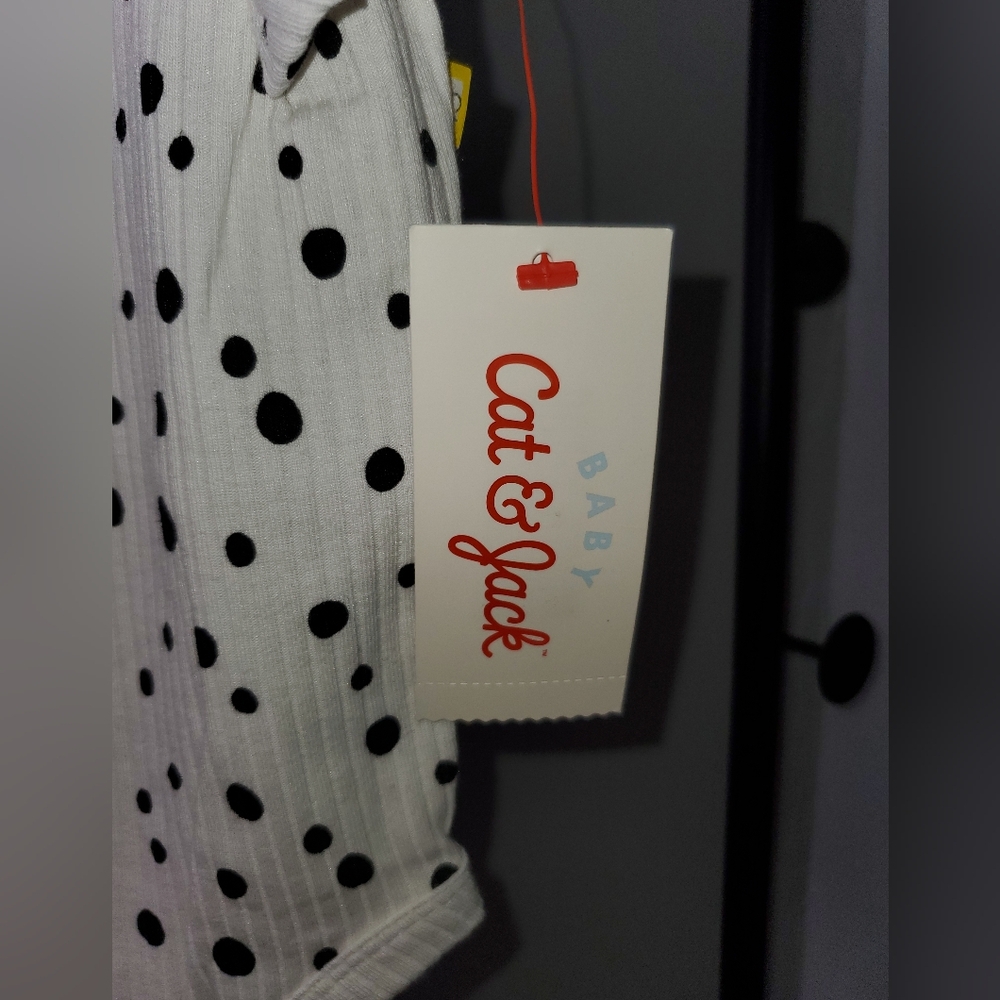 Cat & Jack White and Black Polka Dot Baby Onesie - Picture 2 of 4